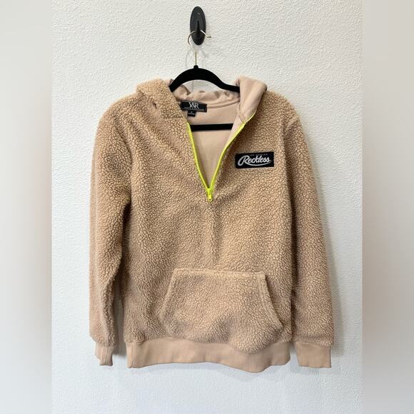 YOUNG & RECKLESS MENS FUZZY LONG SLEEVE HOODIE SIZE SMALL NEON RAIDERS - Picture 1 of 11